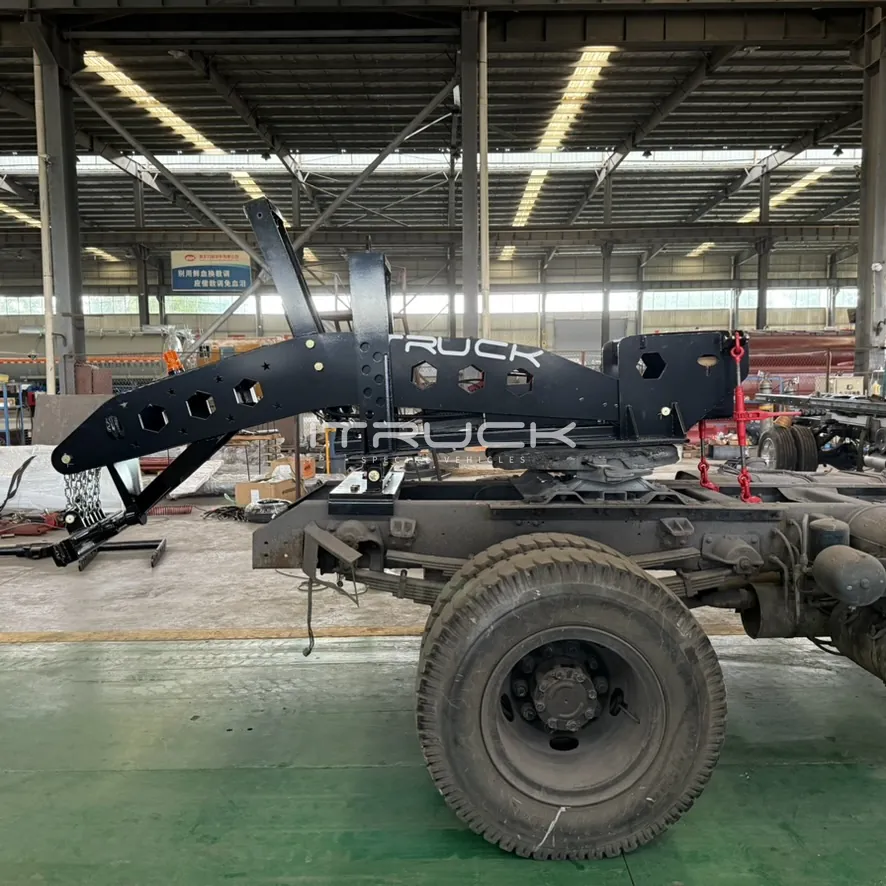 Fifth wheel wrecker side view on a two-axle truck