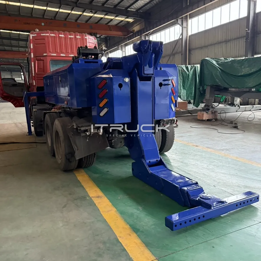 Blue DTU mounted on a truck chassis with the underlift lowered