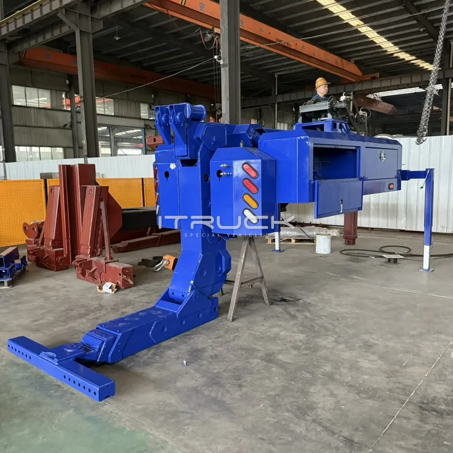 Blue DTU on stands with the underlift lowered to the floor