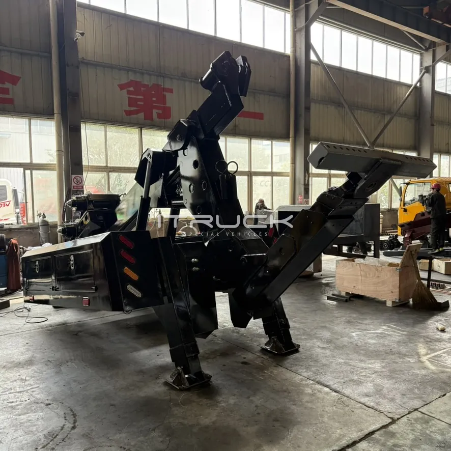 Black DTU with the boom raised and underlift lifted
