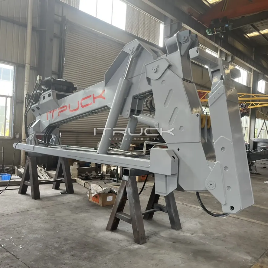 Heavy DTU rear three-quarter view showing the boom frame