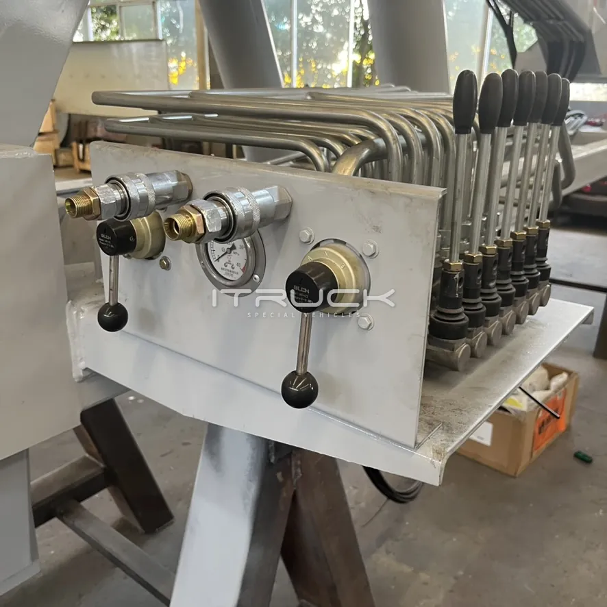 Manual control station with levers and pressure gauge