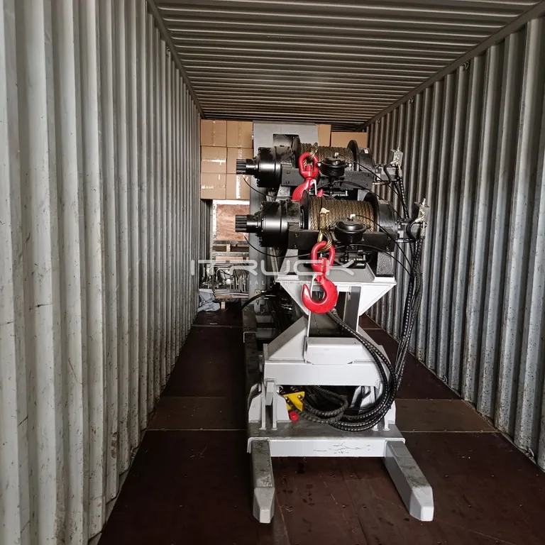 Heavy DTU with twin winches loaded in a shipping container