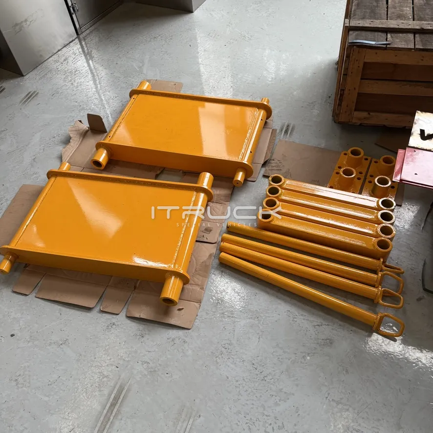 Wheel dolly frames and axles painted and ready to pack