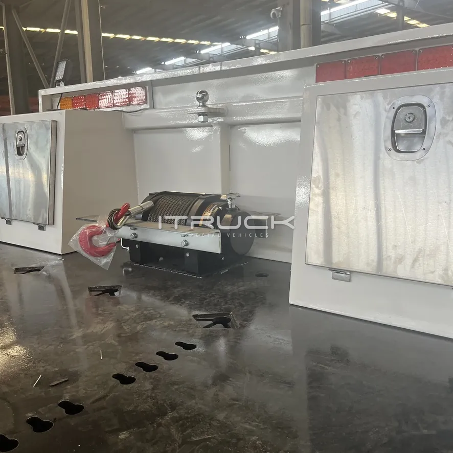 Center-mounted winch between stainless toolboxes