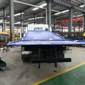 Double deck wrecker rear view with the wheel lift stowed