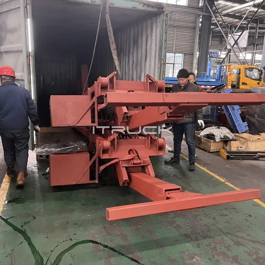 Lay flat lifting frame loaded into a container