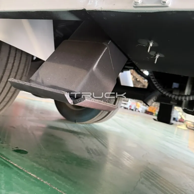 Wheel lift fork stowed under the deck