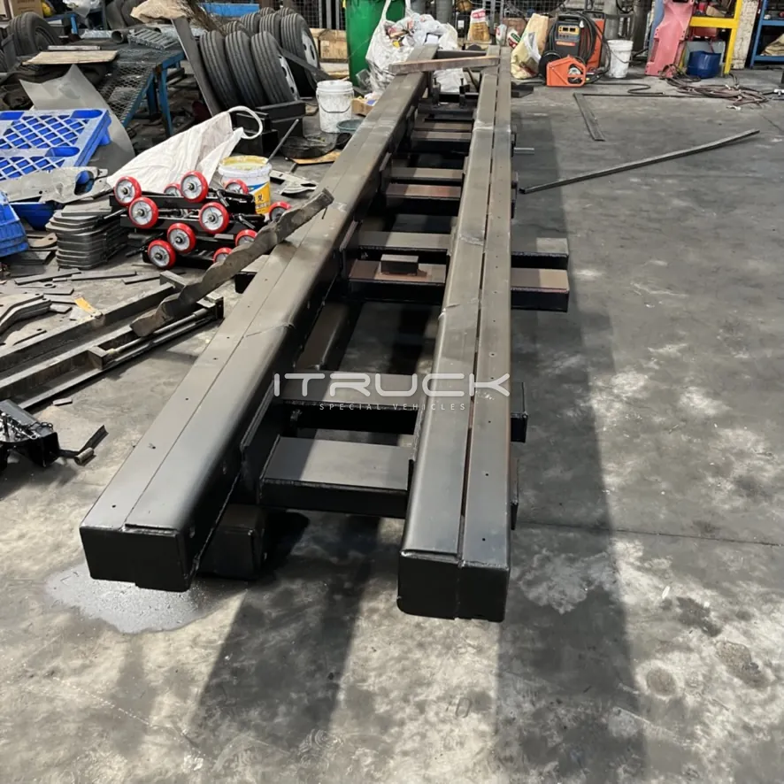 Heavy flatbed subframe before painting