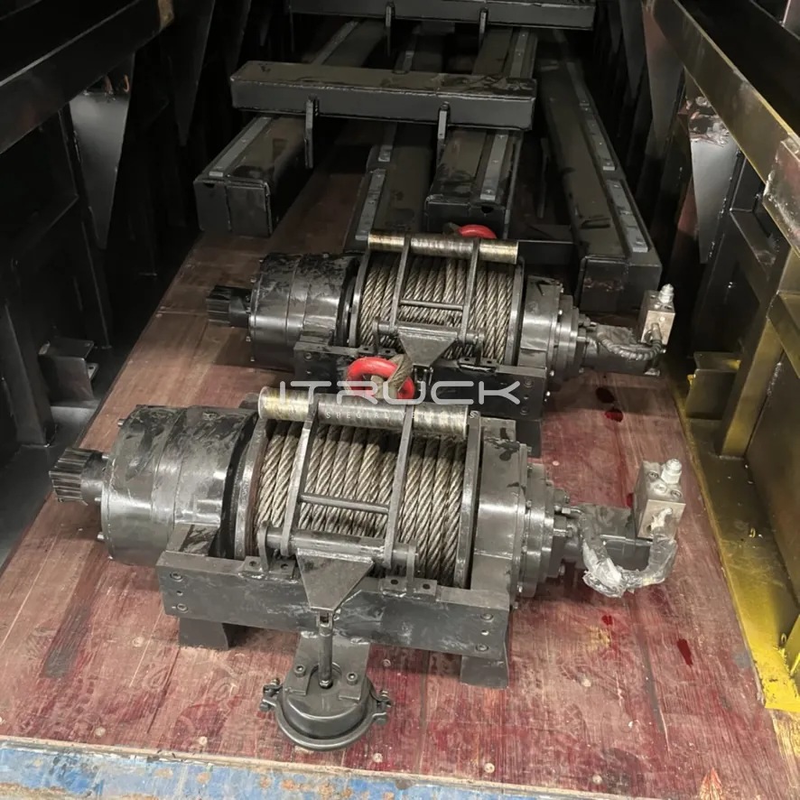 Hydraulic winches packed for shipping