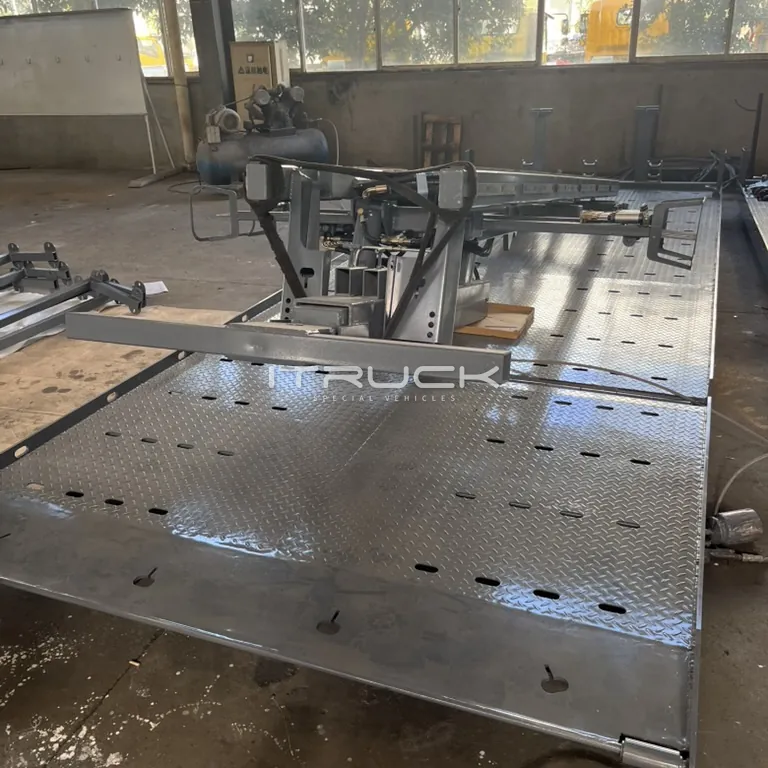 Checkered deck plate with laser-cut holes and wheel lift