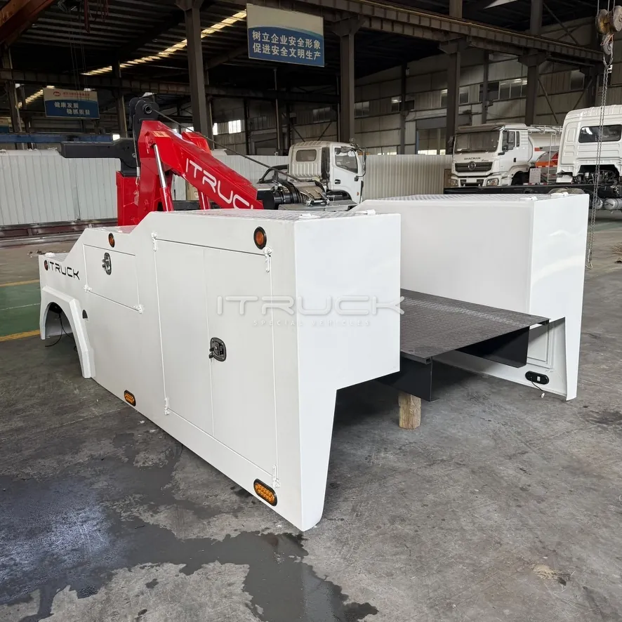 Side of 6T wrecker body with toolbox doors