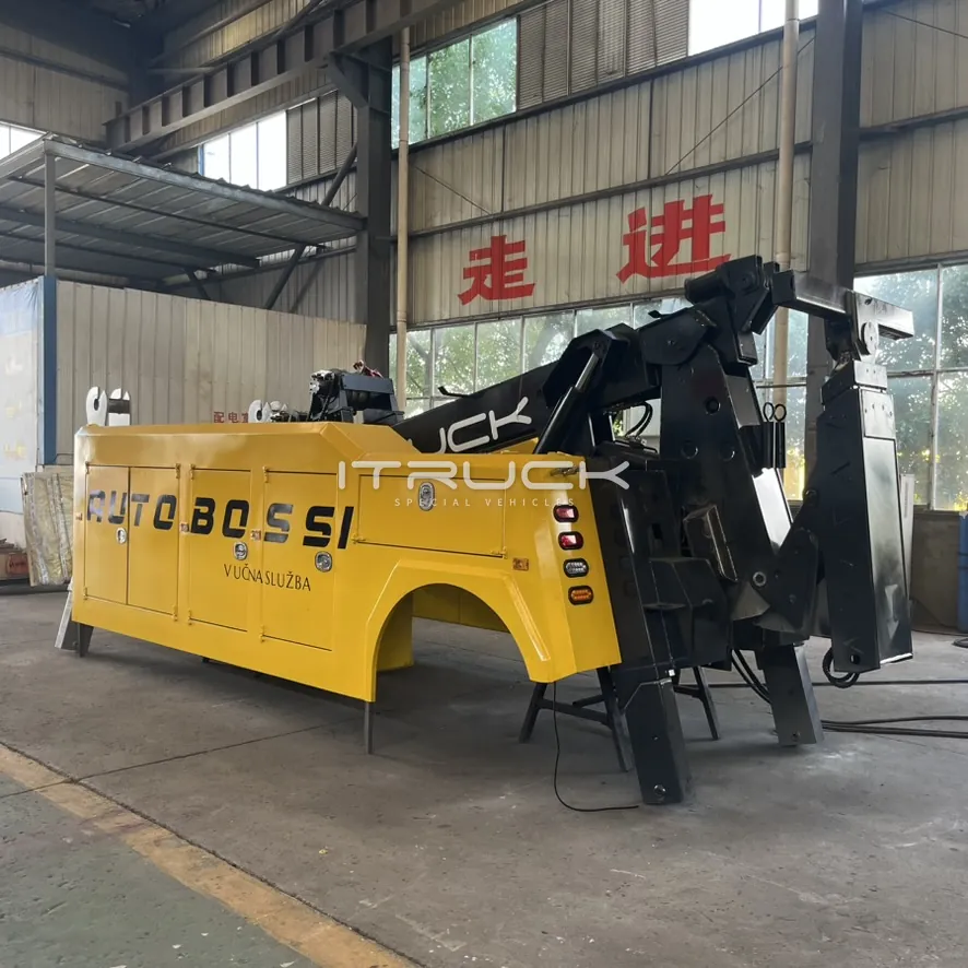 12T integrated wrecker body rear quarter with underlift folded