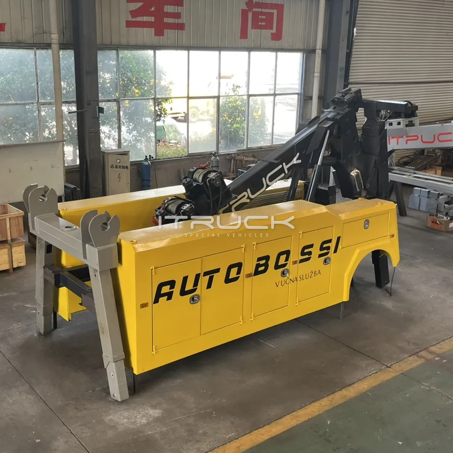 12T integrated wrecker body with twin winches and boom