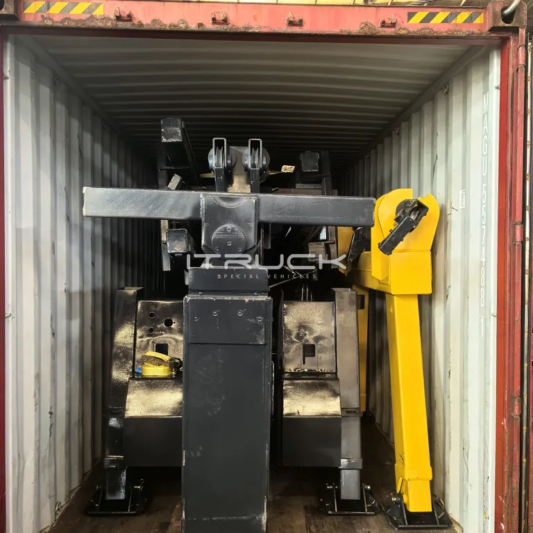 12T wrecker body loaded in a shipping container