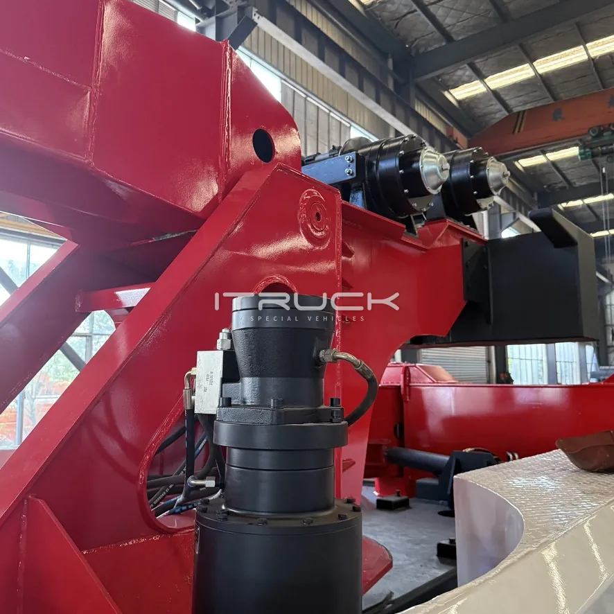 Hydraulic rotation drive and winches on the rotator turret