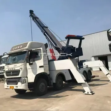 Rotator with 4-stage boom raised and outriggers spread