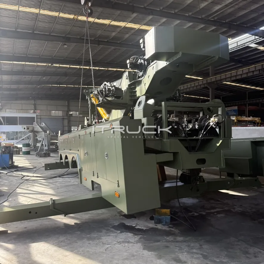 Rotator body with turret, winches and outrigger legs in the workshop