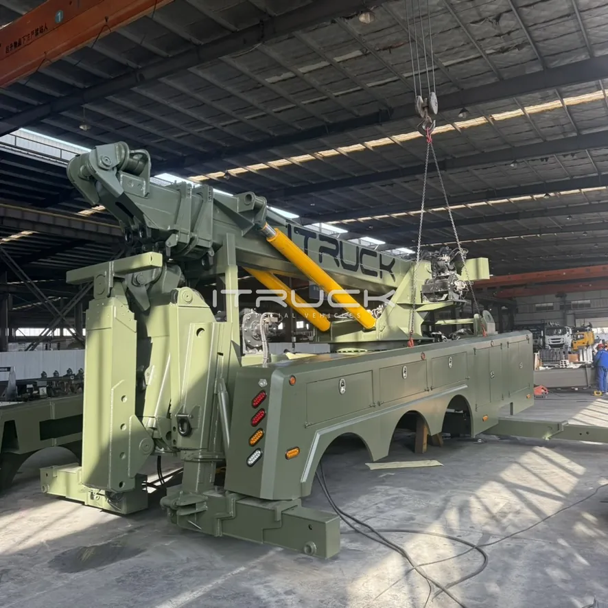Rear quarter of turret slide rotator body with boom raised