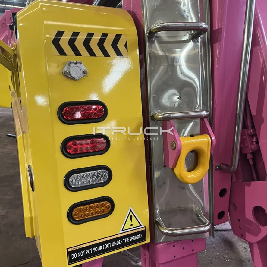 Rear tail lights, recovery eye and ladder on the rotator body