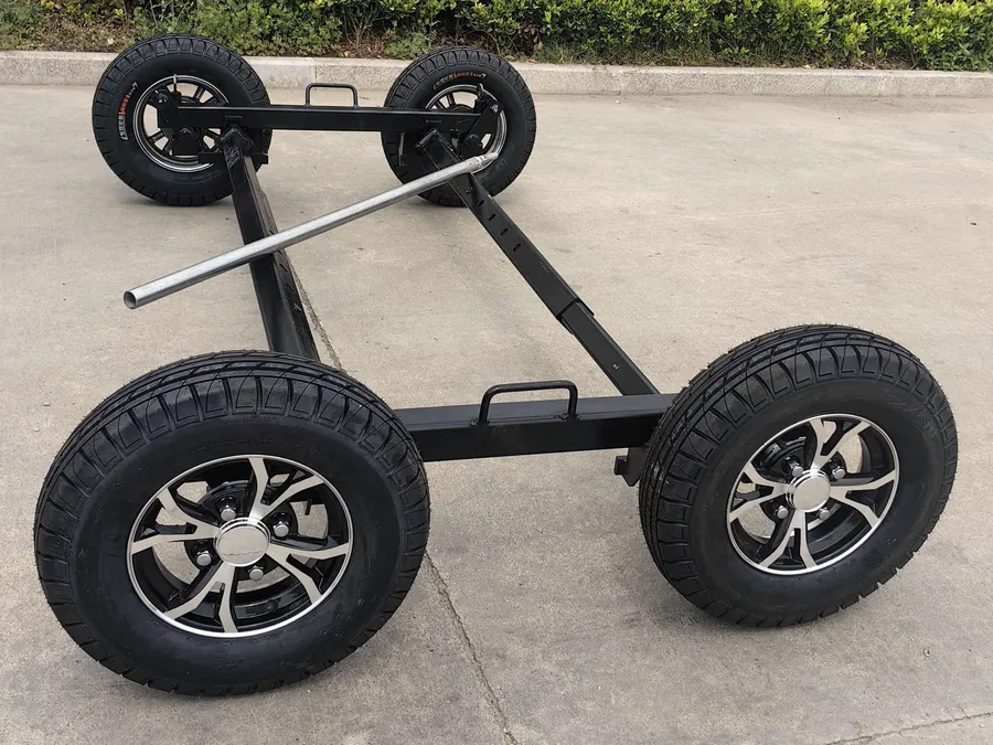 Steel towing dollies with pin-lock hubs
